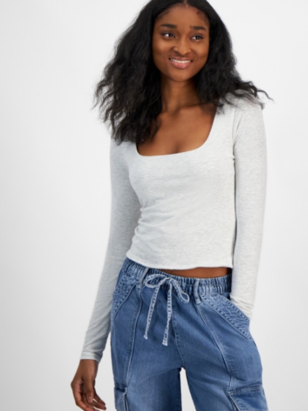 Planet Heart Junior's Square-Neck Long-Sleeve Tee - Quiet Heat SIZE XS NWT